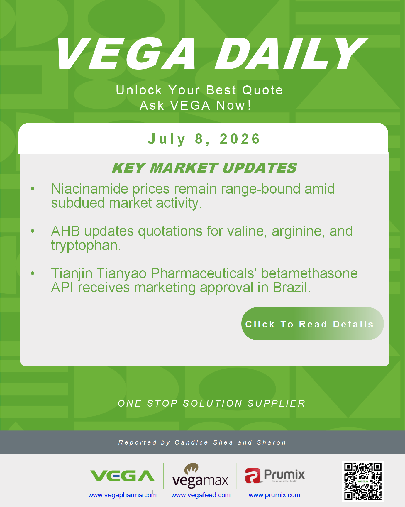 VEGA Daily 20260708 Niacinamide Valine Arginine Tryptophan Update.png
